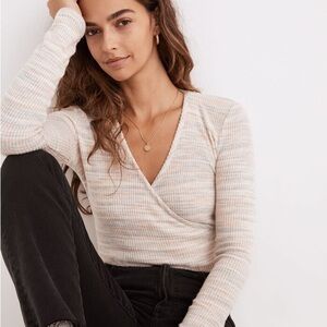 NWT Madewell Space-Dye Faux-Wrap Top